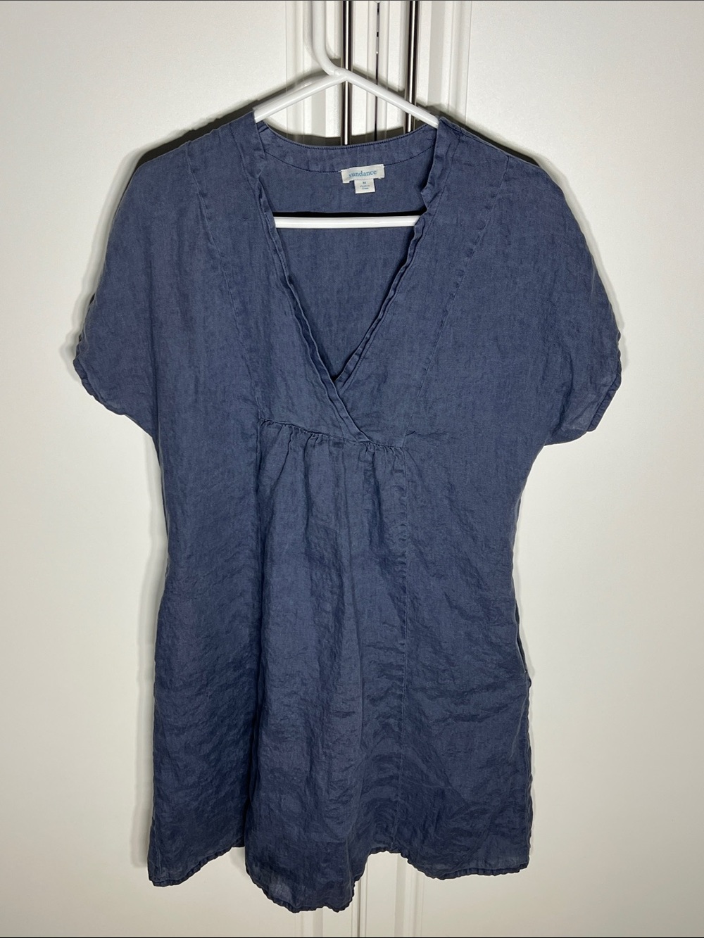Sundance  Linen-Blend V-Neck Short Sleeve dress